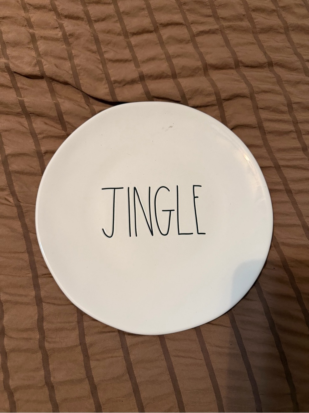 Rae Dunn “JINGLE” White Ceramic Holiday Plate